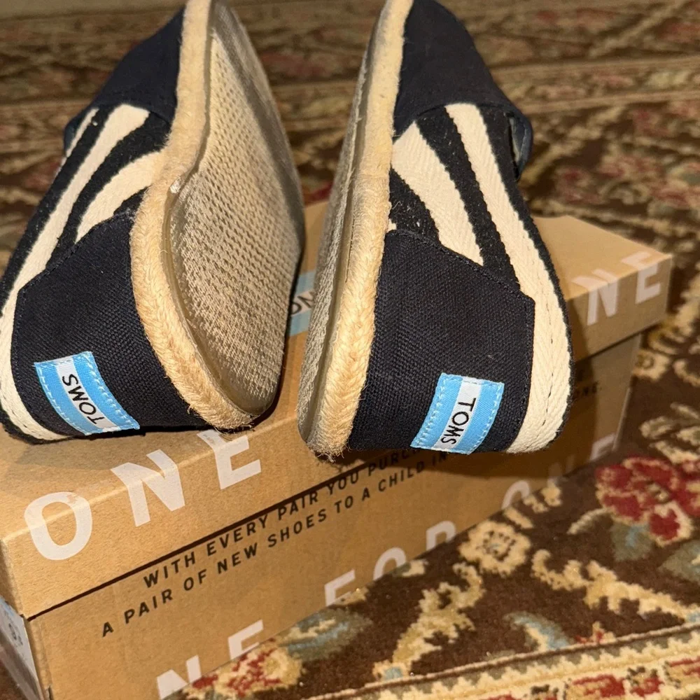TOMS Women's Classic Black Stripe University Canvas Slip-On Loafers - Picture 3 of 6